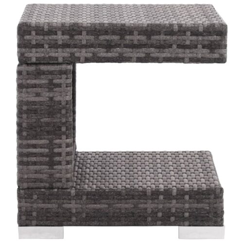 7-Piece Garden Lounge Set with Cushions Poly Rattan Wicker Outdoor Patio Furniture Grey - Image 9