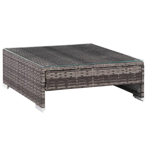 7-Piece Garden Lounge Set with Cushions Poly Rattan Wicker Outdoor Patio Furniture Grey - Image 10