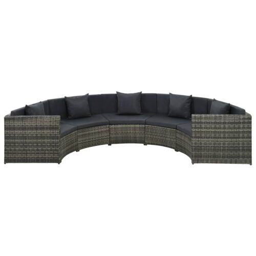 7-Piece Garden Lounge Set with Cushions Poly Rattan Wicker Outdoor Patio Furniture Grey