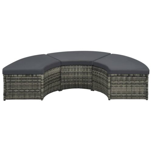 7-Piece Garden Lounge Set with Cushions Poly Rattan Wicker Outdoor Patio Furniture Grey - Image 3