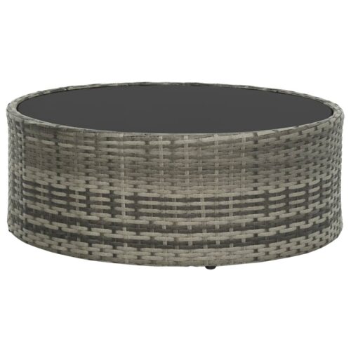 7-Piece Garden Lounge Set with Cushions Poly Rattan Wicker Outdoor Patio Furniture Grey - Image 4
