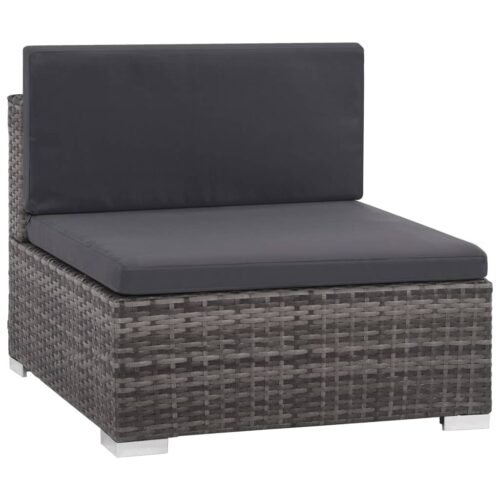 7-Piece Garden Lounge Set with Cushions Poly Rattan Wicker Outdoor Patio Furniture Grey - Image 3