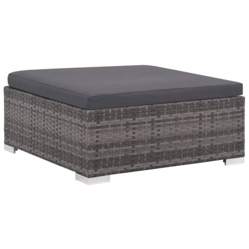7-Piece Garden Lounge Set with Cushions Poly Rattan Wicker Outdoor Patio Furniture Grey - Image 4