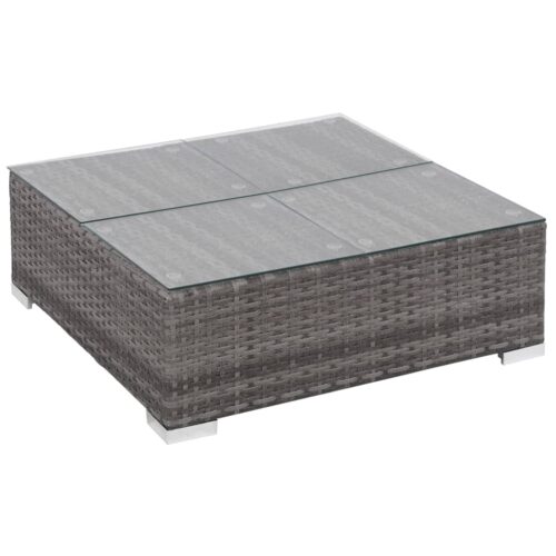 7-Piece Garden Lounge Set with Cushions Poly Rattan Wicker Outdoor Patio Furniture Grey - Image 5