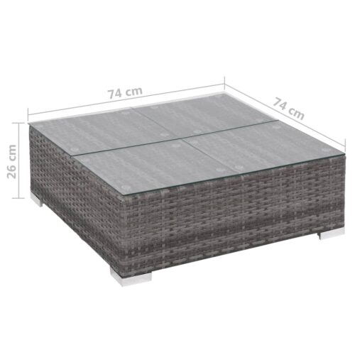 7-Piece Garden Lounge Set with Cushions Poly Rattan Wicker Outdoor Patio Furniture Grey - Image 10