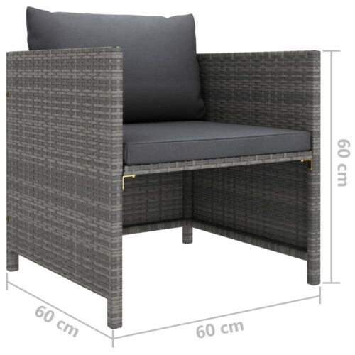 7-Piece Garden Lounge Set with Cushions Poly Rattan Wicker Outdoor Patio Furniture Grey - Image 11
