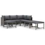 7-Piece Garden Lounge Set with Cushions Poly Rattan Wicker Outdoor Patio Furniture Grey