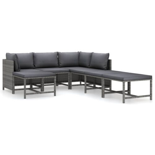 7-Piece Garden Lounge Set with Cushions Poly Rattan Wicker Outdoor Patio Furniture Grey