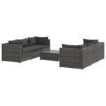 7-Piece Garden Lounge Set with Cushions Poly Rattan Wicker Outdoor Patio Furniture Grey