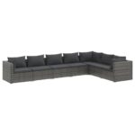 7-Piece Garden Lounge Set with Cushions Poly Rattan Wicker Outdoor Patio Furniture Grey