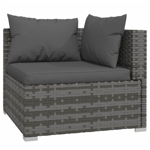 7-Piece Garden Lounge Set with Cushions Poly Rattan Wicker Outdoor Patio Furniture Grey - Image 4