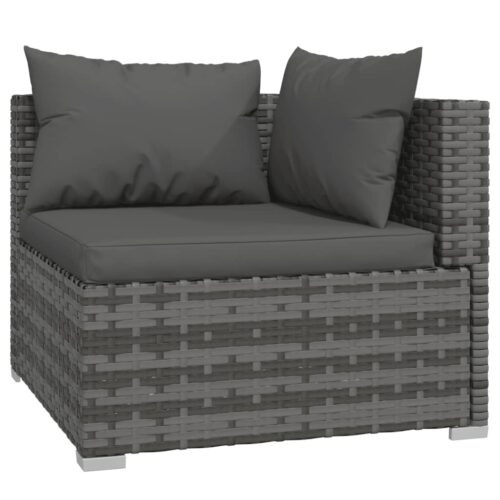 7-Piece Garden Lounge Set with Cushions Poly Rattan Wicker Outdoor Patio Furniture Grey - Image 4