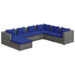 7-Piece Garden Lounge Set with Cushions Poly Rattan Wicker Outdoor Patio Furniture Grey