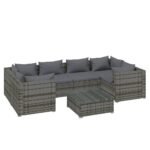 7-Piece Garden Lounge Set with Cushions Poly Rattan Wicker Outdoor Patio Furniture Grey
