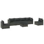 7-Piece Garden Lounge Set with Cushions Poly Rattan Wicker Outdoor Patio Furniture Grey