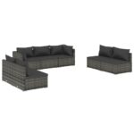 7-Piece Garden Lounge Set with Cushions Poly Rattan Wicker Outdoor Patio Furniture Grey