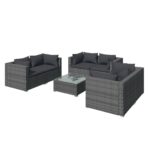 7-Piece Garden Lounge Set with Cushions Poly Rattan Wicker Outdoor Patio Furniture Grey
