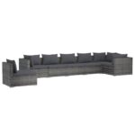 7-Piece Garden Lounge Set with Cushions Poly Rattan Wicker Outdoor Patio Furniture Grey