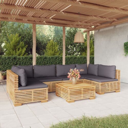 7-Piece Garden Lounge Set with Cushions Acacia Wood Timber Outdoor Patio Furniture - Image 2