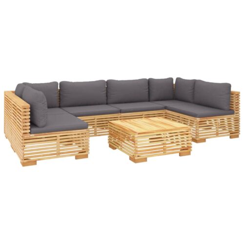 7-Piece Garden Lounge Set with Cushions Acacia Wood Timber Outdoor Patio Furniture - Image 3