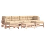 7-Piece Outdoor Sofa Set with Cushions Garden Patio Lounge Setting Solid Wood
