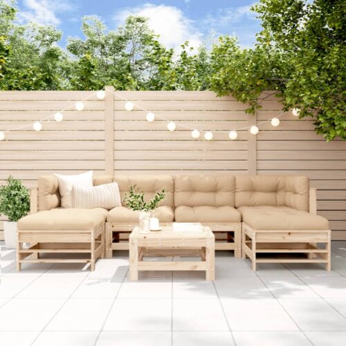 7-Piece Outdoor Sofa Set with Cushions Garden Patio Lounge Setting Solid Wood - Image 2