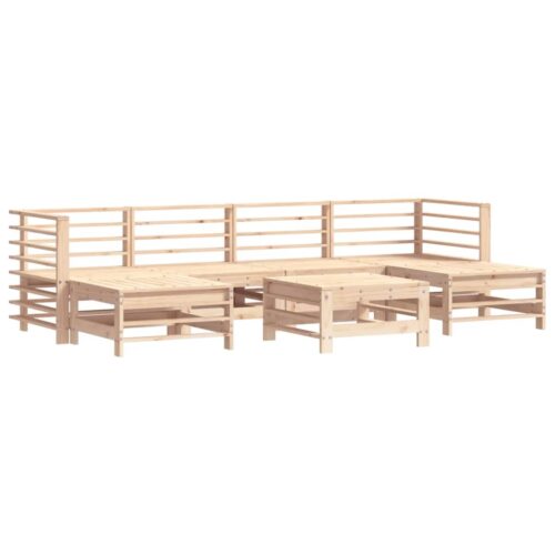 7-Piece Outdoor Sofa Set with Cushions Garden Patio Lounge Setting Solid Wood - Image 3