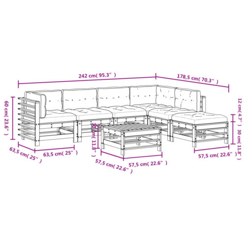 7-Piece Garden Lounge Set with Cushions Wood Timber Outdoor Patio Furniture - Image 9