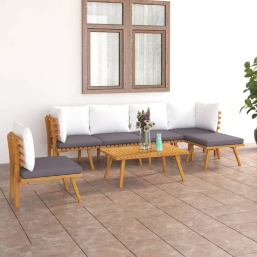 7-Piece Garden Lounge Set with Cushions Wood Timber Outdoor Patio Furniture Acacia - Image 2