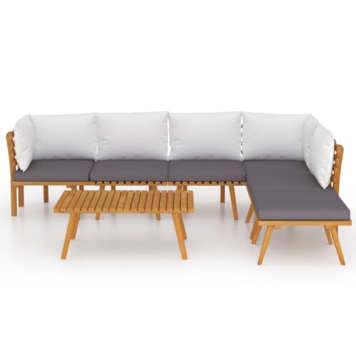 7-Piece Garden Lounge Set with Cushions Wood Timber Outdoor Patio Furniture Acacia - Image 3