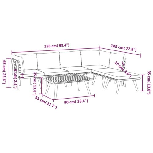7-Piece Garden Lounge Set with Cushions Wood Timber Outdoor Patio Furniture Acacia - Image 8