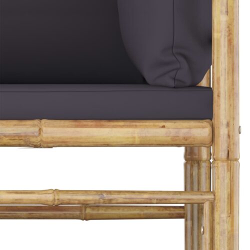 7-Piece Garden Lounge Set with Dark Grey Cushions Bamboo Outdoor Patio Lounge Furniture - Image 7