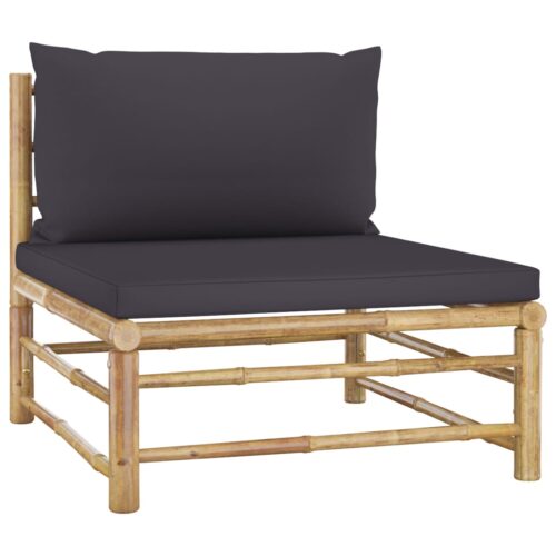 7-Piece Garden Lounge Set with Dark Grey Cushions Bamboo Outdoor Patio Lounge Furniture - Image 8