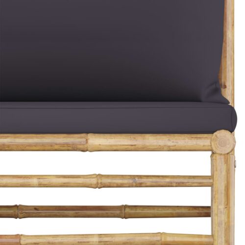 7-Piece Garden Lounge Set with Dark Grey Cushions Bamboo Outdoor Patio Lounge Furniture - Image 9