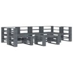 7-Piece Garden Pallet Lounge Set Wood Grey Outdoor Patio Furniture