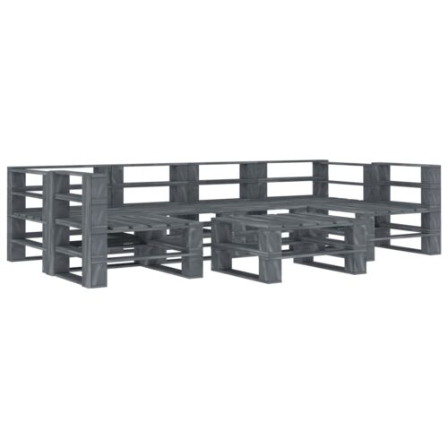 7-Piece Garden Pallet Lounge Set Wood Grey Outdoor Patio Furniture