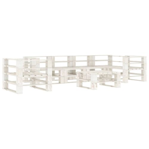 7-Piece Garden Pallet Lounge Set Wood White Outdoor Patio Furniture
