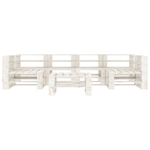 7-Piece Garden Pallet Lounge Set Wood White Outdoor Patio Furniture - Image 2