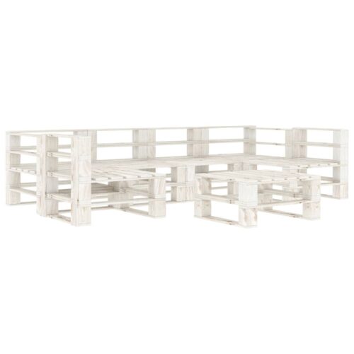7-Piece Garden Pallet Lounge Set Wood White Outdoor Patio Furniture