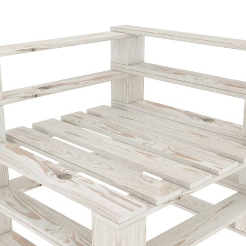 7-Piece Garden Pallet Lounge Set Wood White Outdoor Patio Furniture - Image 11