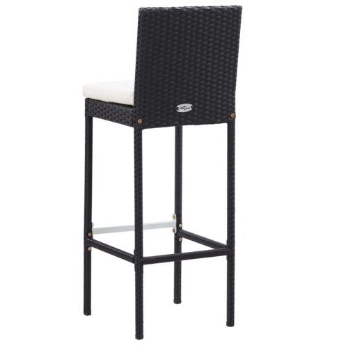7-Piece Outdoor Bar Set with Cushions Poly Rattan Wicker Outdoor Patio Furniture Black - Image 7