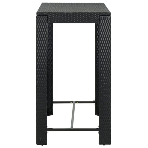 7-Piece Outdoor Bar Set with Cushions Poly Rattan Wicker Outdoor Patio Furniture Black - Image 9