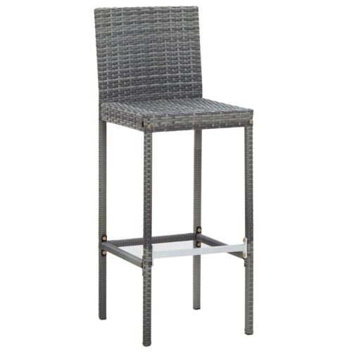 7-Piece Outdoor Bar Set with Cushions Poly Rattan Wicker Outdoor Patio Furniture Grey - Image 4