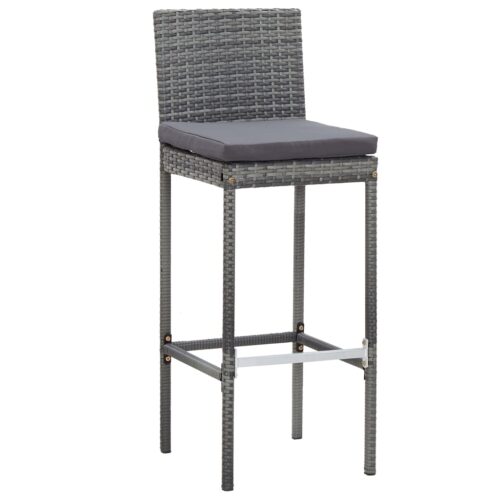 7-Piece Outdoor Bar Set with Cushions Poly Rattan Wicker Outdoor Patio Furniture Grey - Image 5