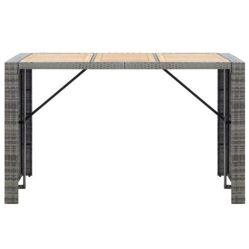 7-Piece Outdoor Bar Set with Cushions Poly Rattan Wicker Outdoor Patio Furniture Grey - Image 7
