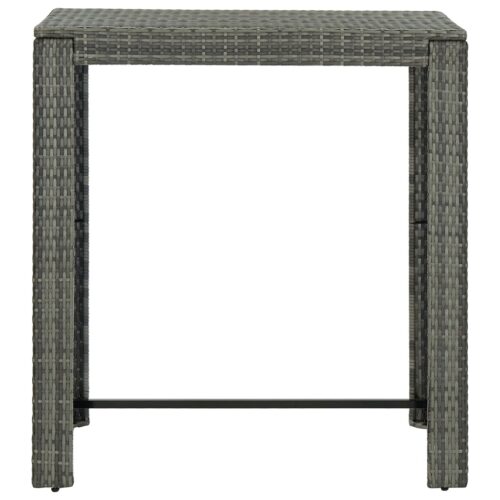 7-Piece Outdoor Bar Set with Cushions Poly Rattan Wicker Outdoor Patio Furniture Grey - Image 8