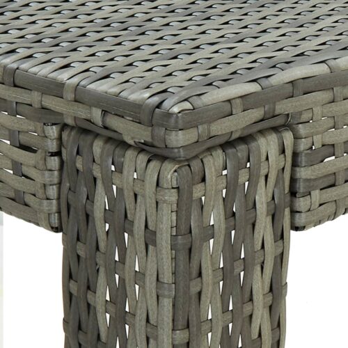 7-Piece Outdoor Bar Set with Cushions Poly Rattan Wicker Outdoor Patio Furniture Grey - Image 11