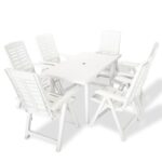 7-Piece Outdoor Dining Set Plastic White