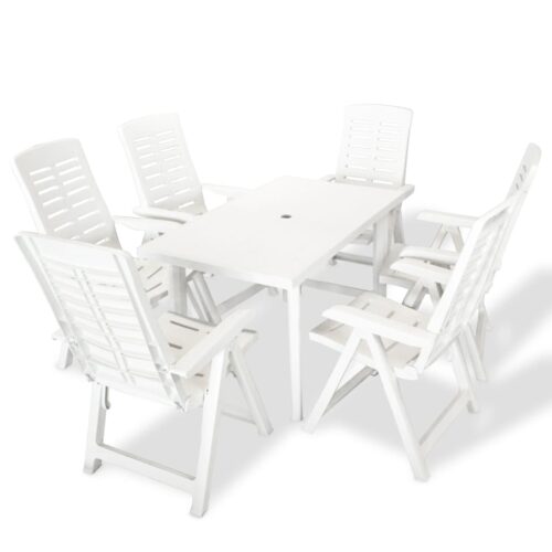 7-Piece Outdoor Dining Set Plastic White