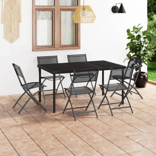 7-Piece Outdoor Dining Set Steel - Image 2